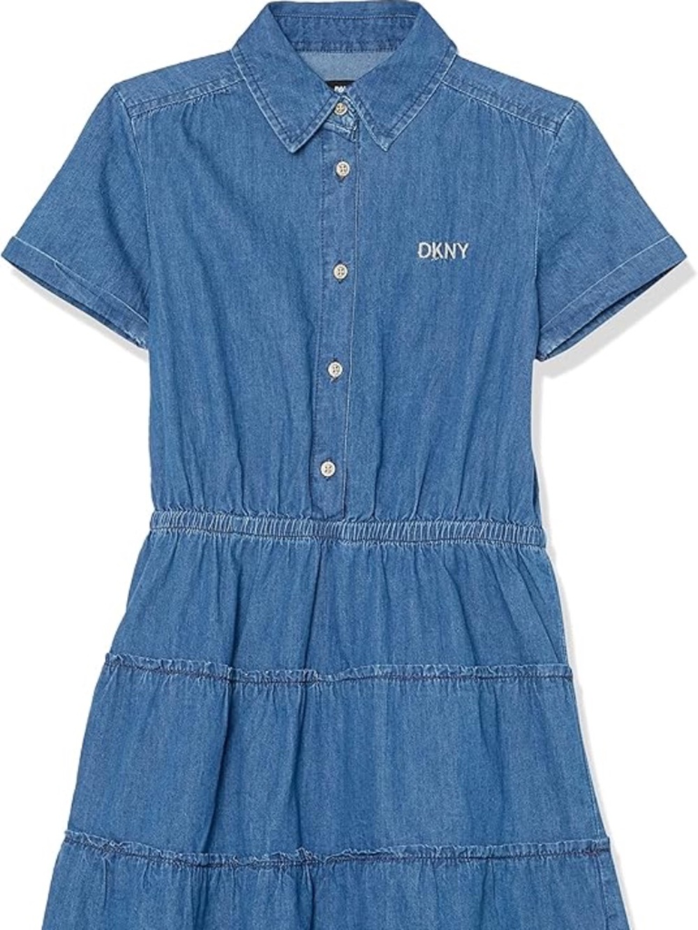 DKNY Girls Classic Short Sleeve Denim Dress - Sz M